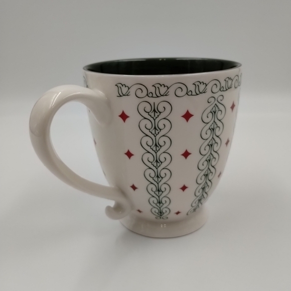 2003 Starbucks Barista Coffee Cup Mug White Green Scroll Red Diamonds 18… - Picture 7 of 13